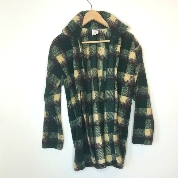 90s B. MOSS Checked Fleece Shirt Jacket - Picture 3 of 7